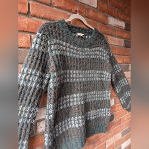 WOMEN'S LONG SLEEVE WAFFLE COLORBLOCK PULLOVER SWEATER